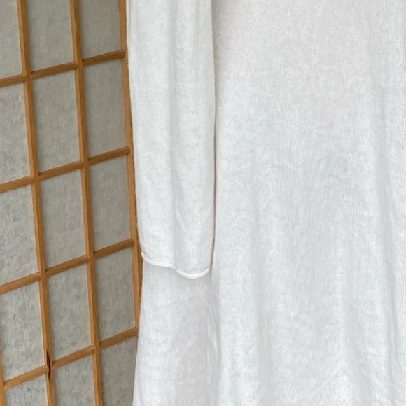 Megaschoni Cashmere Open Long High Low Ivory Cardigan SZ M - Picture 12 of 13